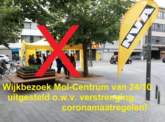 Wijkbezoek Mol-Centrum 24/10 uitgesteld o.w.v. verstrenging coronamaatregelen